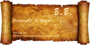 Bosnyák Bene névjegykártya
